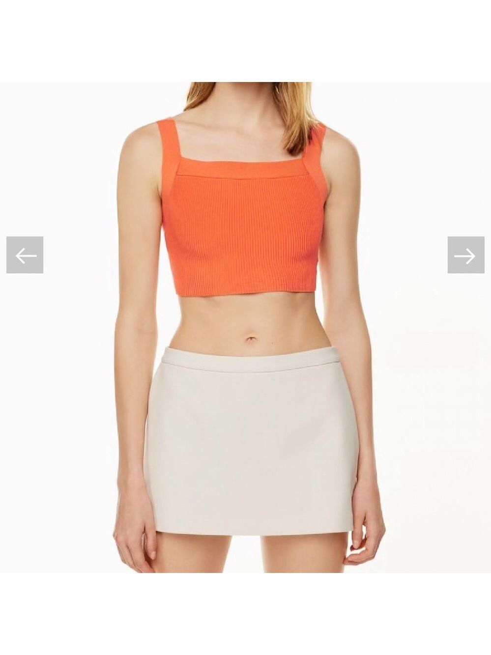 Aritzia Babaton sculpt knit tank 2XS orange square neck rib knit crop